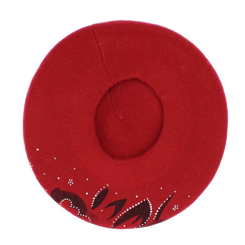 Fashion, accesorii si bijuterii - Femei - Accesorii femei - Caciuli si palarii femei - Bereta de dama, Buticcochet, one size, model cu floare si strasuri, Visiniu - BSC415 - Infinity.ro