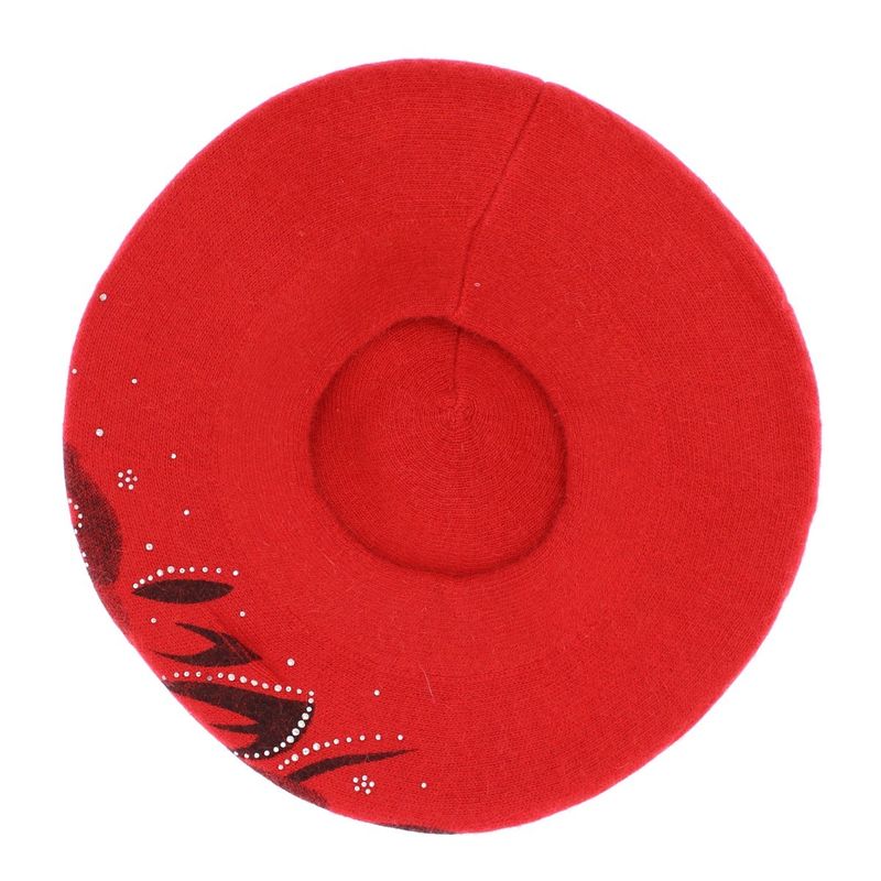 Fashion, accesorii si bijuterii - Femei - Accesorii femei - Caciuli si palarii femei - Bereta de dama, Buticcochet, one size, model cu floare si strasuri, Rosu - BSC409 - Infinity.ro