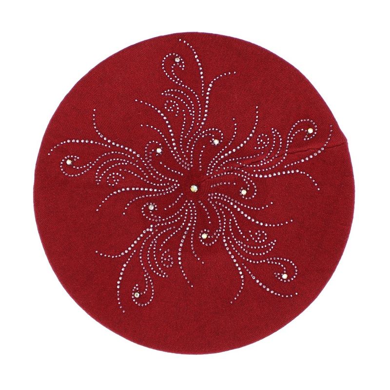Fashion, accesorii si bijuterii - Femei - Accesorii femei - Caciuli si palarii femei - Bereta de dama, Buticcochet, one size, Viscoza, model cu strasuri, Bordo - BSC451 - Infinity.ro