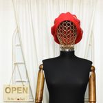 Fashion, accesorii si bijuterii - Femei - Accesorii femei - Caciuli si palarii femei - Bereta de dama, Buticcochet, one size, lana, model cu flori si bilute, Rosu - BSC436 - Infinity.ro
