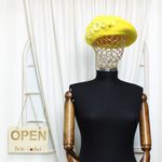 Fashion, accesorii si bijuterii - Femei - Accesorii femei - Caciuli si palarii femei - Bereta de dama, din lana, ButicCochet, one size, cu nasturi decorativi, Galben - BSC565 - Infinity.ro