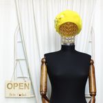 Fashion, accesorii si bijuterii - Femei - Accesorii femei - Caciuli si palarii femei - Bereta de dama, din lana, ButicCochet, one size, cu nasturi decorativi, Galben - BSC565 - Infinity.ro