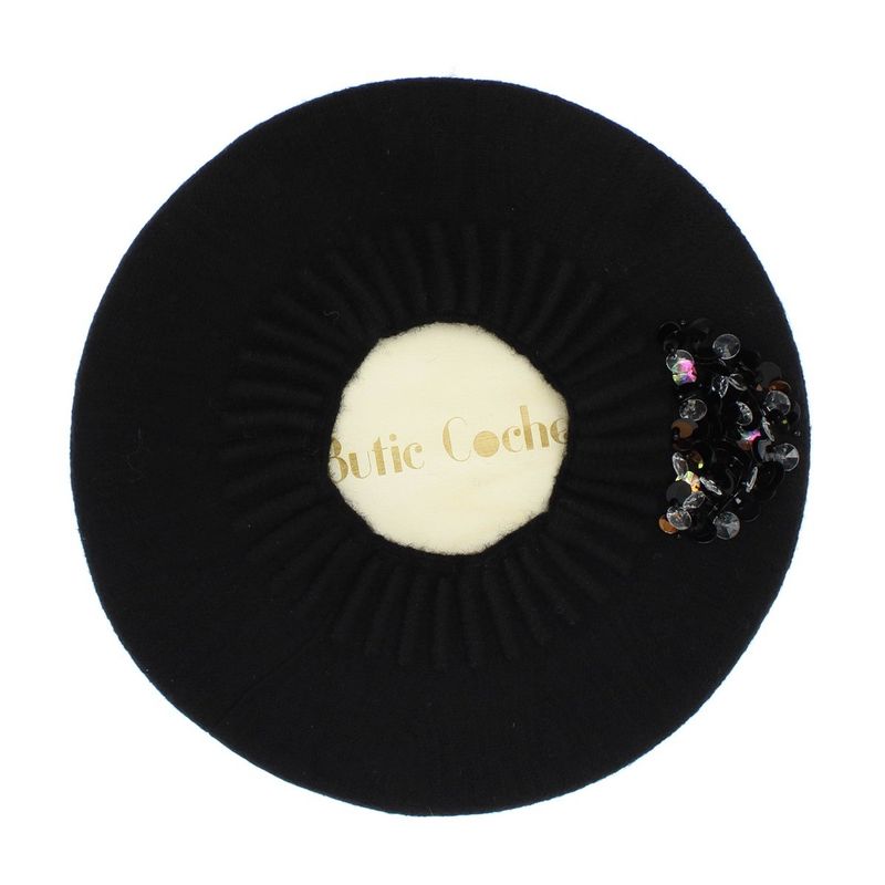 Fashion, accesorii si bijuterii - Femei - Accesorii femei - Caciuli si palarii femei - Bereta de dama, Buticcochet, one size, lana, model cu paiete, Negru - BSC429 - Infinity.ro