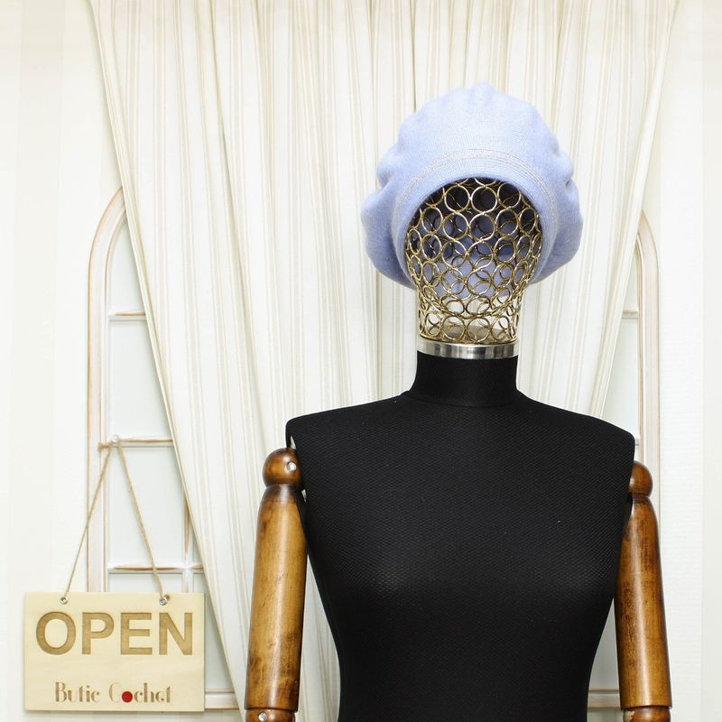 Fashion, accesorii si bijuterii - Femei - Accesorii femei - Caciuli si palarii femei - Bereta de dama, Buticcochet, one size, lana, model punctat, Bleu - BSC421 - Infinity.ro