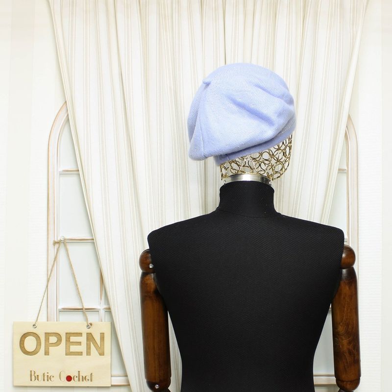 Fashion, accesorii si bijuterii - Femei - Accesorii femei - Caciuli si palarii femei - Bereta de dama, Buticcochet, one size, lana, model punctat, Bleu - BSC421 - Infinity.ro