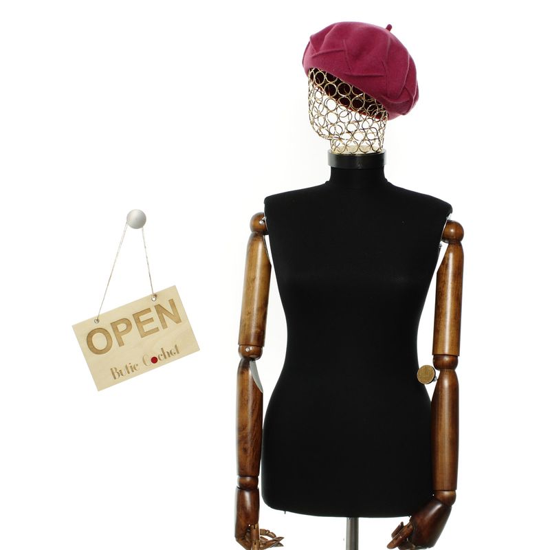 Fashion, accesorii si bijuterii - Femei - Accesorii femei - Caciuli si palarii femei - Bereta de dama, din lana, Evita, one size, model in relief, Ciclam - BSC855 - Infinity.ro