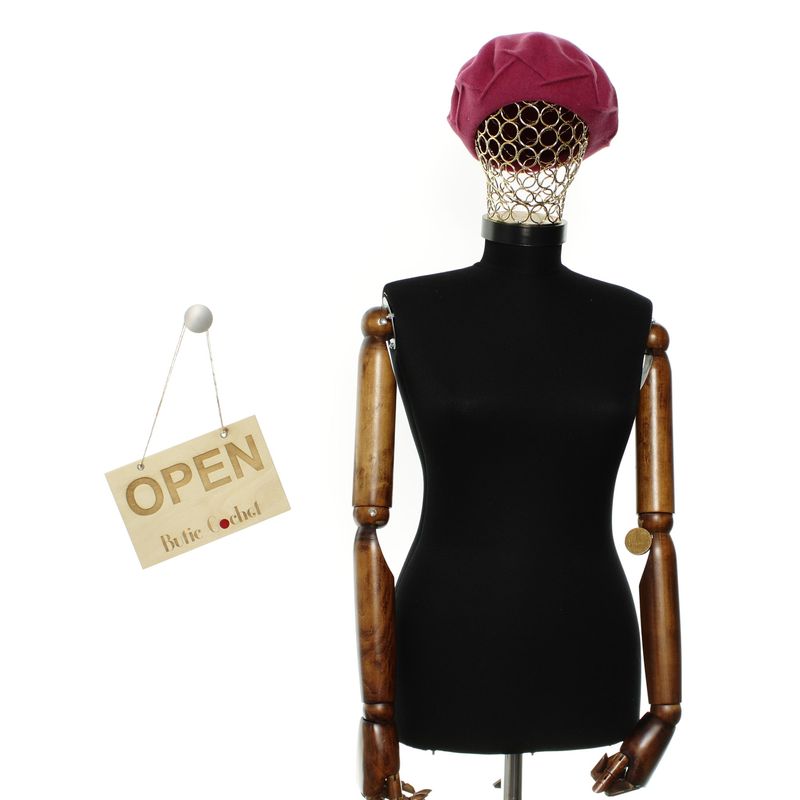 Fashion, accesorii si bijuterii - Femei - Accesorii femei - Caciuli si palarii femei - Bereta de dama, din lana, Evita, one size, model in relief, Ciclam - BSC855 - Infinity.ro