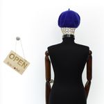 Fashion, accesorii si bijuterii - Femei - Accesorii femei - Caciuli si palarii femei - Bereta de dama, din lana, Evita, one size, model floral, Albastru electric - BSC716 - Infinity.ro
