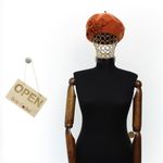 Fashion, accesorii si bijuterii - Femei - Accesorii femei - Caciuli si palarii femei - Bereta de dama, din lana, Evita, one size, model floral, Portocaliu - BSC712 - Infinity.ro