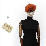 Fashion, accesorii si bijuterii - Femei - Accesorii femei - Caciuli si palarii femei - Bereta de dama, din lana, Evita, one size, model floral, Portocaliu - BSC712 - Infinity.ro