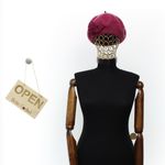 Fashion, accesorii si bijuterii - Femei - Accesorii femei - Caciuli si palarii femei - Bereta de dama, din lana, Evita, one size, model floral, Ciclam - BSC709 - Infinity.ro