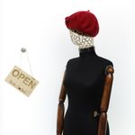 Fashion, accesorii si bijuterii - Femei - Accesorii femei - Caciuli si palarii femei - Bereta de dama, din lana, Evita, one size, model floral, Rosu - BSC708 - Infinity.ro