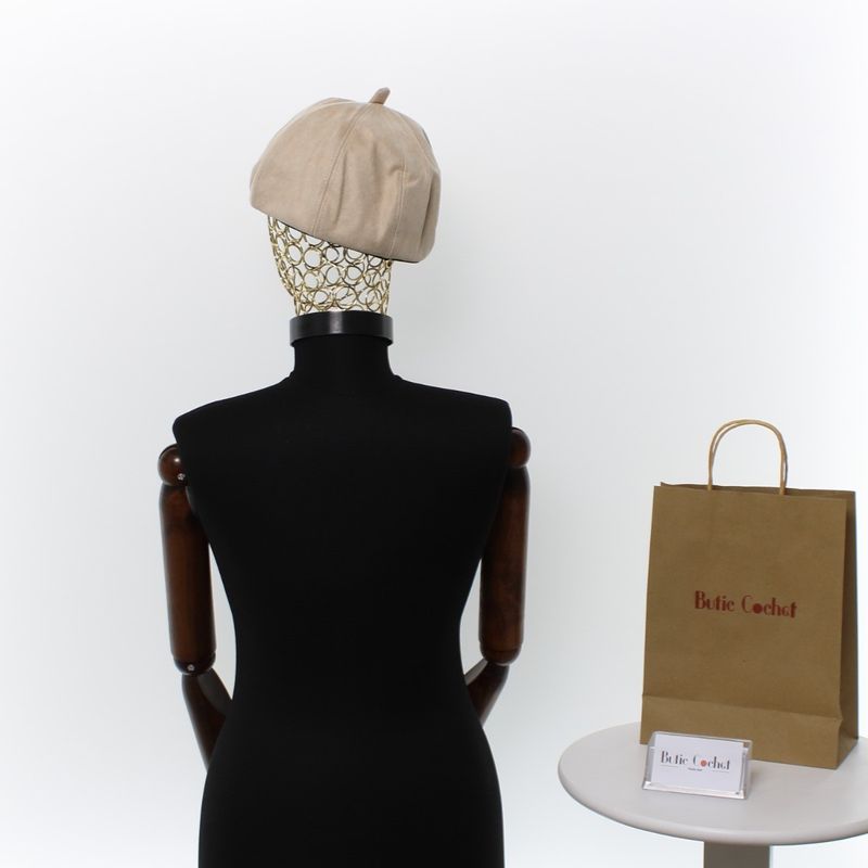 Fashion, accesorii si bijuterii - Femei - Accesorii femei - Caciuli si palarii femei - Bereta de dama, din mateial sintetic, ButicCochet, one size, Bej - BSC647 - Infinity.ro