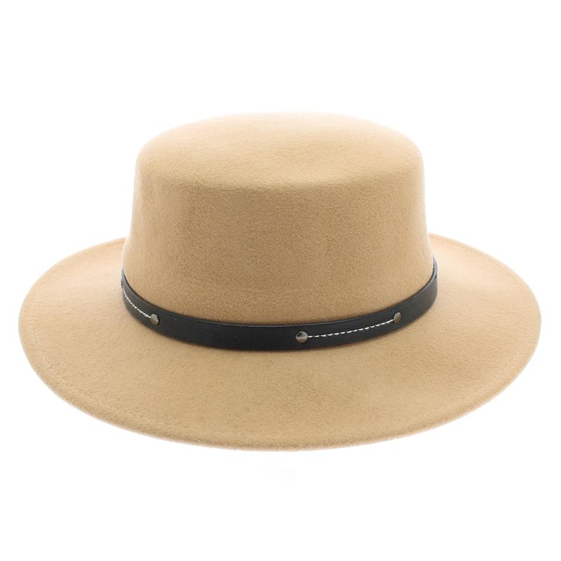 Fashion, accesorii si bijuterii - Femei - Accesorii femei - Caciuli si palarii femei - Palarie dama, din lana, marime 56-58 cm, Buticcochet, cu catarama decorativa, Maro - PAL1039 - Infinity.ro