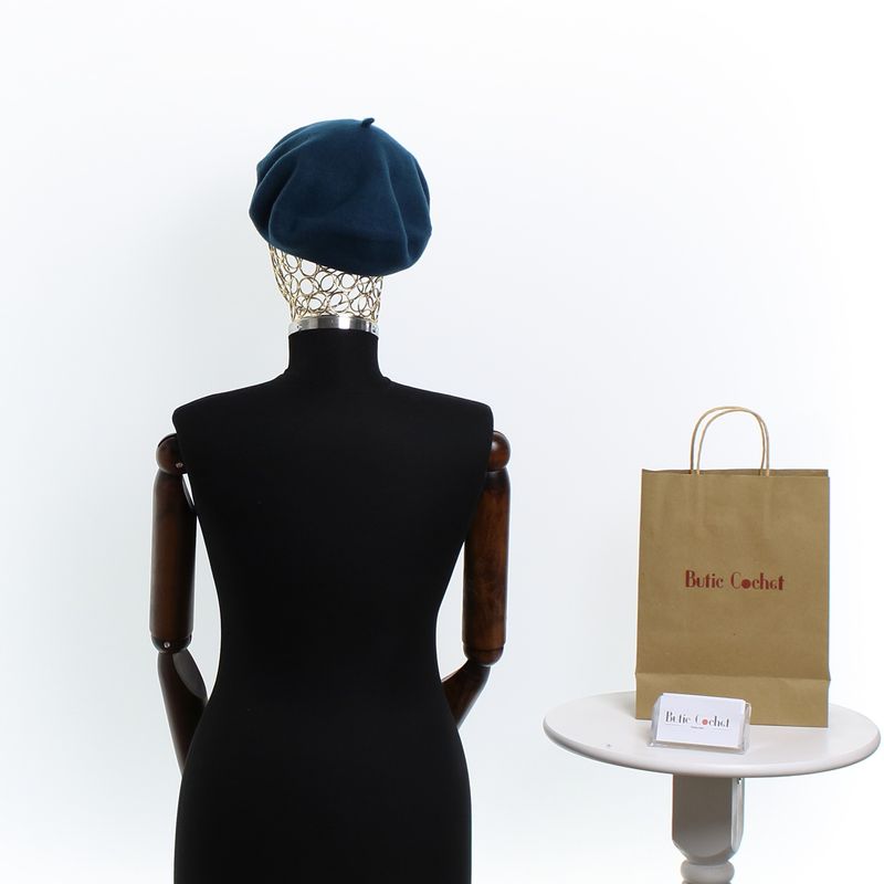 Fashion, accesorii si bijuterii - Femei - Accesorii femei - Caciuli si palarii femei - Bereta de dama, din lana, Evita, one size, Turcoaz inchis - BSC589 - Infinity.ro