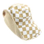 Fashion, accesorii si bijuterii - Femei - Accesorii femei - Caciuli si palarii femei - Palarie dama, cu bor mare, din 50% bumbac 50% poliester, cu doua fete, one size, Buticcochet, imprimeu cu patratele, Bej - PAL1148 - Infinity.ro