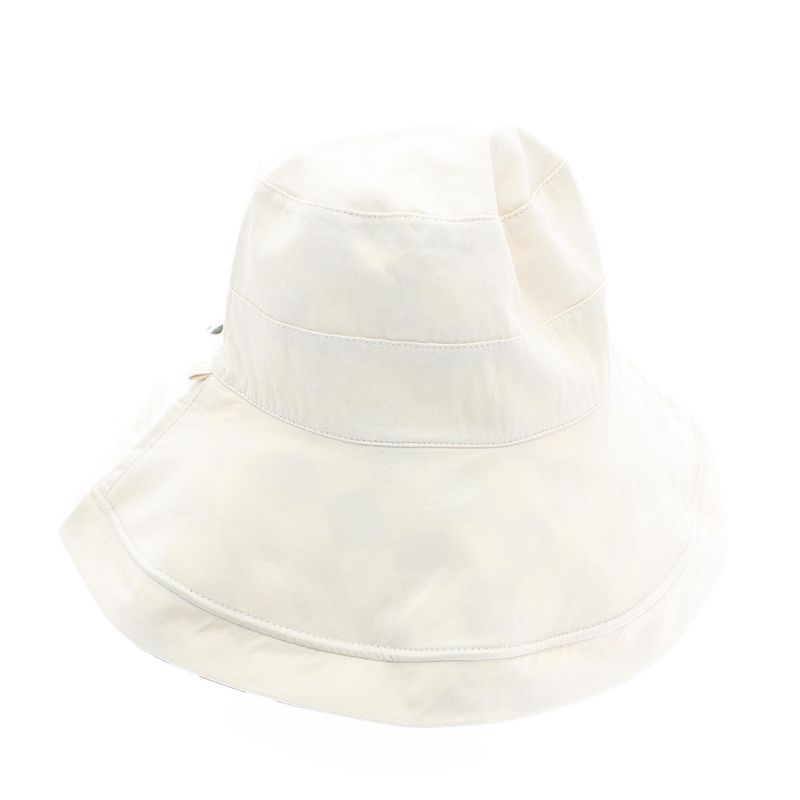 Fashion, accesorii si bijuterii - Femei - Accesorii femei - Caciuli si palarii femei - Palarie dama, cu bor mare, din 50% bumbac 50% poliester, cu doua fete, one size, Buticcochet, imprimeu cu patratele, Crem - PAL1147 - Infinity.ro