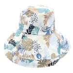 Fashion, accesorii si bijuterii - Femei - Accesorii femei - Caciuli si palarii femei - Palarie dama, cu bor mare, din 50% bumbac 50% poliester, cu doua fete, one size, Buticcochet, imprimeu cu frunze, Bleu - PAL1146 - Infinity.ro