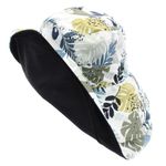 Fashion, accesorii si bijuterii - Femei - Accesorii femei - Caciuli si palarii femei - Palarie dama, cu bor mare, din 50% bumbac 50% poliester, cu doua fete, one size, Buticcochet, imprimeu cu frunze, Negru - PAL1141 - Infinity.ro