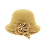 Fashion, accesorii si bijuterii - Femei - Accesorii femei - Caciuli si palarii femei - Palarie dama, marime 57 reglabila, ButicCochet, 20% lana 80 acryl, model cu floare, Galben - PAL972 - Infinity.ro