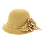 Fashion, accesorii si bijuterii - Femei - Accesorii femei - Caciuli si palarii femei - Palarie dama, marime 57 reglabila, ButicCochet, 20% lana 80 acryl, model cu floare, Galben - PAL972 - Infinity.ro