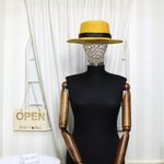 Fashion, accesorii si bijuterii - Femei - Accesorii femei - Caciuli si palarii femei - Palarie dama, din lana, marime 56-58 cm, Buticcochet, cu banda decorativa, Galben mustar - PAL1044 - Infinity.ro