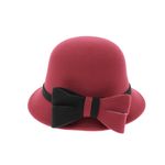 Fashion, accesorii si bijuterii - Femei - Accesorii femei - Caciuli si palarii femei - Palarie dama, marime 57 reglabila, ButicCochet, 20% lana 80 acryl, model cu fundita, Visiniu - PAL953 - Infinity.ro