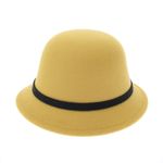 Fashion, accesorii si bijuterii - Femei - Accesorii femei - Caciuli si palarii femei - Palarie dama, marime 57 reglabila, ButicCochet, 20% lana 80 acryl, model cu fundita, Galben - PAL955 - Infinity.ro
