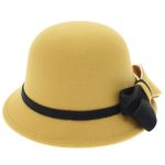 Fashion, accesorii si bijuterii - Femei - Accesorii femei - Caciuli si palarii femei - Palarie dama, marime 57 reglabila, ButicCochet, 20% lana 80 acryl, model cu fundita, Galben - PAL955 - Infinity.ro