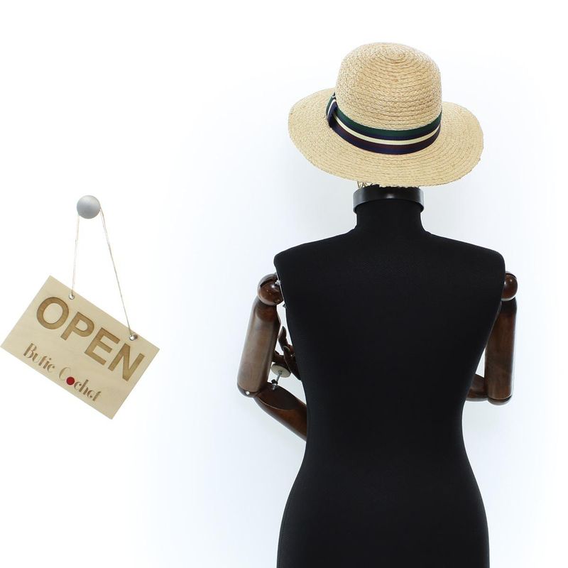 Fashion, accesorii si bijuterii - Femei - Accesorii femei - Caciuli si palarii femei - Palarie dama, marime universala reglabila, ButicCochet, din paie, Bej - PAL1633 - Infinity.ro