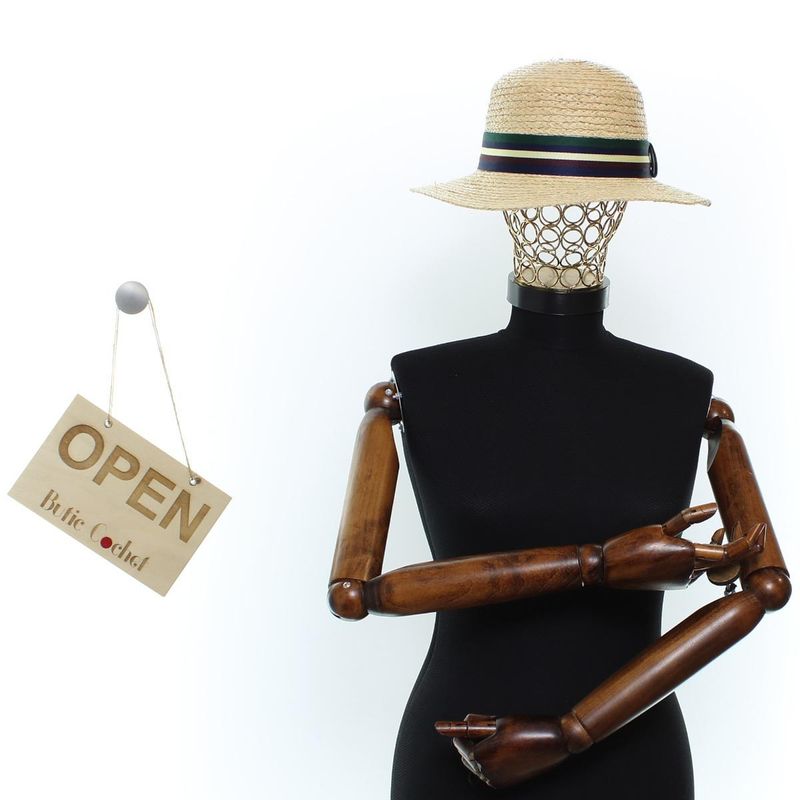 Fashion, accesorii si bijuterii - Femei - Accesorii femei - Caciuli si palarii femei - Palarie dama, marime universala reglabila, ButicCochet, din paie, Bej - PAL1633 - Infinity.ro