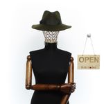Fashion, accesorii si bijuterii - Femei - Accesorii femei - Caciuli si palarii femei - Palarie Dama, din 100% lana, ButicCochet, cu fundita textila, marime 54-58 cm, ajustabila, Kaki - PAL1464 - Infinity.ro