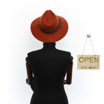 Fashion, accesorii si bijuterii - Femei - Accesorii femei - Caciuli si palarii femei - Palarie Dama, din 100% lana, ButicCochet, cu fundita textila, marime 54-58 cm, ajustabila, Portocaliu - PAL1459 - Infinity.ro