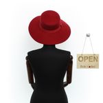 Fashion, accesorii si bijuterii - Femei - Accesorii femei - Caciuli si palarii femei - Palarie Dama, din 100% lana, ButicCochet, bor mare, banda textila, marime 54-58 cm, ajustabila, Rosu inchis - PAL1453 - Infinity.ro