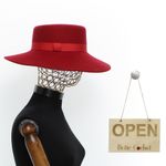 Fashion, accesorii si bijuterii - Femei - Accesorii femei - Caciuli si palarii femei - Palarie Dama, din 100% lana, ButicCochet, bor mare, banda textila, marime 54-58 cm, ajustabila, Rosu inchis - PAL1453 - Infinity.ro
