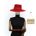 Fashion, accesorii si bijuterii - Femei - Accesorii femei - Caciuli si palarii femei - Palarie Dama, din 100% lana, ButicCochet, bor mare, banda textila, marime 54-58 cm, ajustabila, Rosu - PAL1456 - Infinity.ro