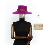 Fashion, accesorii si bijuterii - Femei - Accesorii femei - Caciuli si palarii femei - Palarie Dama, din 100% lana, ButicCochet, bor mare, banda textila, marime 54-58 cm, ajustabila, Fucsia - PAL1451 - Infinity.ro