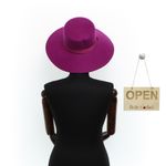 Fashion, accesorii si bijuterii - Femei - Accesorii femei - Caciuli si palarii femei - Palarie Dama, din 100% lana, ButicCochet, bor mare, banda textila, marime 54-58 cm, ajustabila, Fucsia - PAL1451 - Infinity.ro