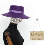 Fashion, accesorii si bijuterii - Femei - Accesorii femei - Caciuli si palarii femei - Palarie Dama, din 100% lana, ButicCochet, bor mare, banda textila, marime 54-58 cm, ajustabila, Mov - PAL1458 - Infinity.ro