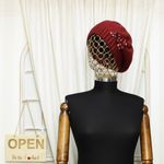 Fashion, accesorii si bijuterii - Femei - Accesorii femei - Caciuli si palarii femei - Bereta de dama, Buticcochet, one size, lana, model cu paiete, Visiniu - BSC430 - Infinity.ro
