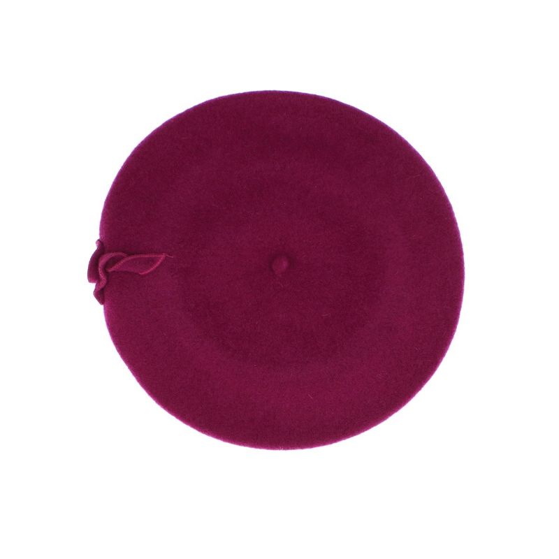 Fashion, accesorii si bijuterii - Femei - Accesorii femei - Caciuli si palarii femei - Bereta de dama, din lana, Evita, one size, model floral, Fucsia - BSC710 - Infinity.ro