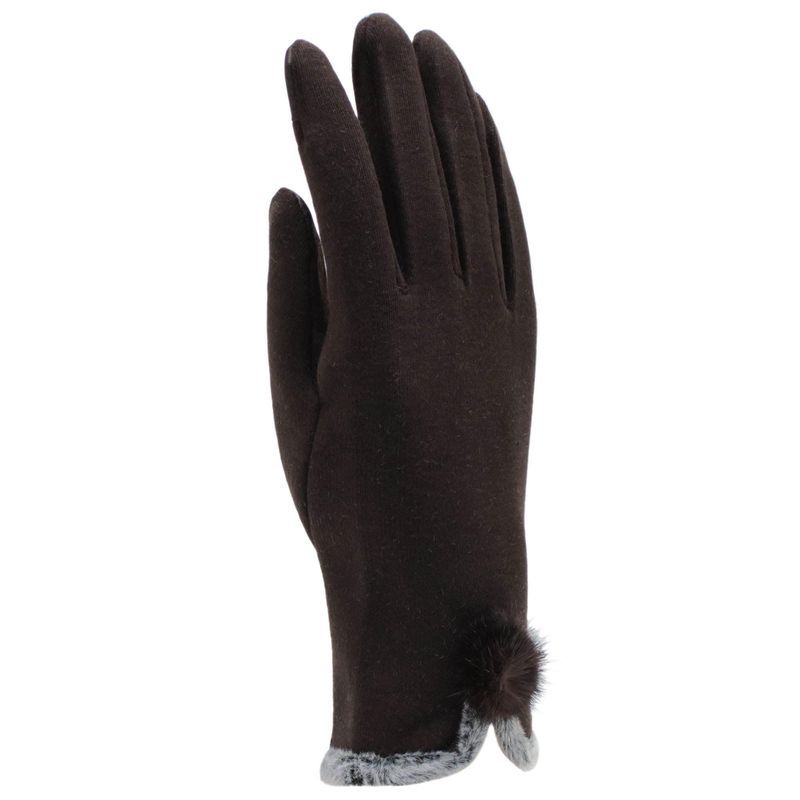 Fashion, accesorii si bijuterii - Femei - Accesorii femei - Manusi femei - Manusi dama, de iarna, cu degete, Maro cu blanita - MA116 - Infinity.ro