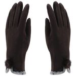 Fashion, accesorii si bijuterii - Femei - Accesorii femei - Manusi femei - Manusi dama, de iarna, cu degete, Maro cu blanita - MA116 - Infinity.ro