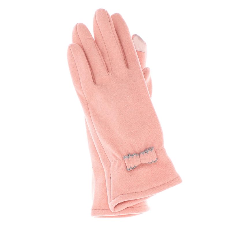 Fashion, accesorii si bijuterii - Femei - Accesorii femei - Manusi femei - Manusi dama, de iarna, din 70% viscoza 30% lana, ButicCochet, cu funda, One size, Roz - MA282 - Infinity.ro