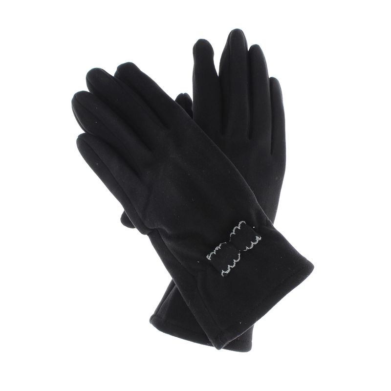 Fashion, accesorii si bijuterii - Femei - Accesorii femei - Manusi femei - Manusi dama, de iarna, din 70% viscoza 30% lana, ButicCochet, cu funda, One size, Negru - MA279 - Infinity.ro