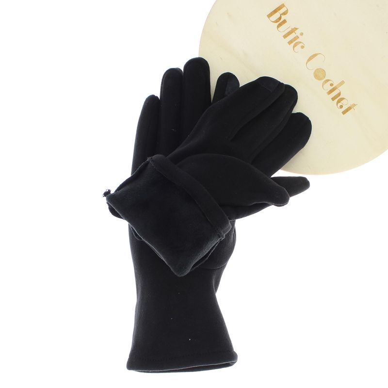 Fashion, accesorii si bijuterii - Femei - Accesorii femei - Manusi femei - Manusi dama, de iarna, din 70% viscoza 30% lana, ButicCochet, cu funda, One size, Negru - MA279 - Infinity.ro