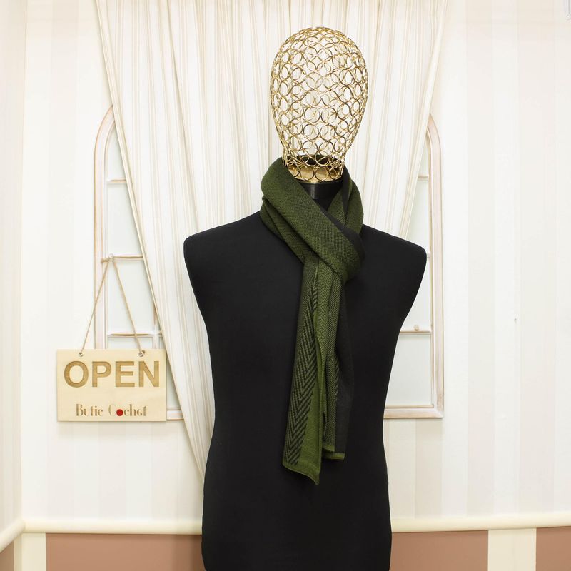 Fashion, accesorii si bijuterii - Barbati - Accesorii barbati - Esarfe si fulare barbati - Esarfa barbati, din pashmina, 33 x 170 cm, Verde kaki - ES1692 - Infinity.ro