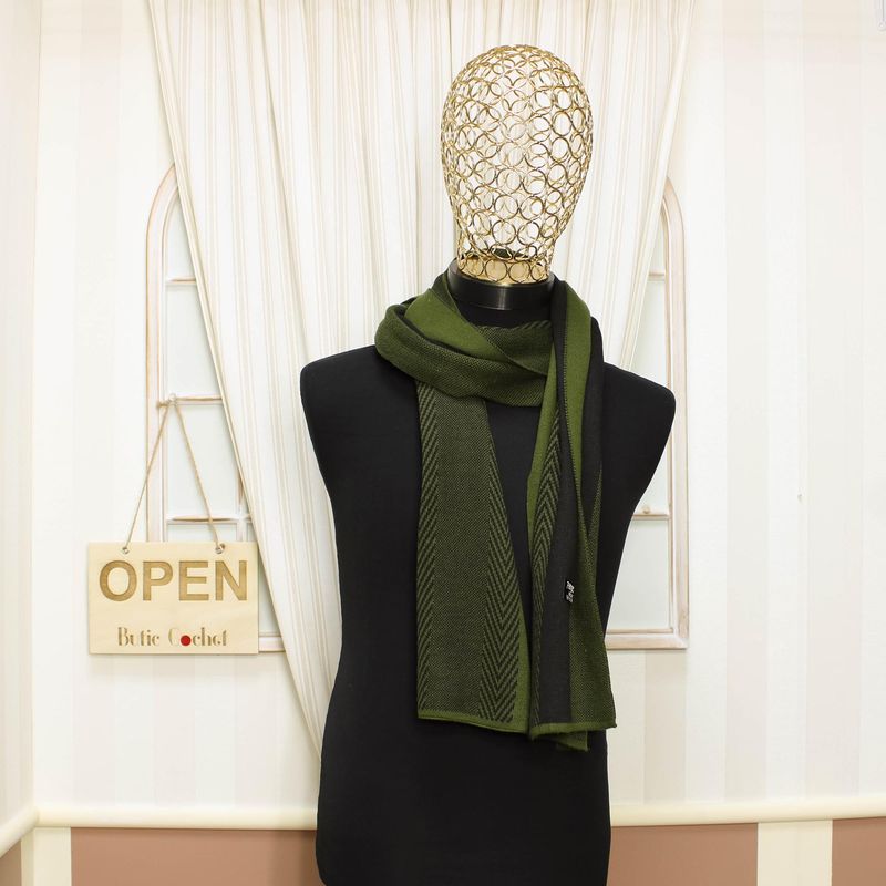Fashion, accesorii si bijuterii - Barbati - Accesorii barbati - Esarfe si fulare barbati - Esarfa barbati, din pashmina, 33 x 170 cm, Verde kaki - ES1692 - Infinity.ro