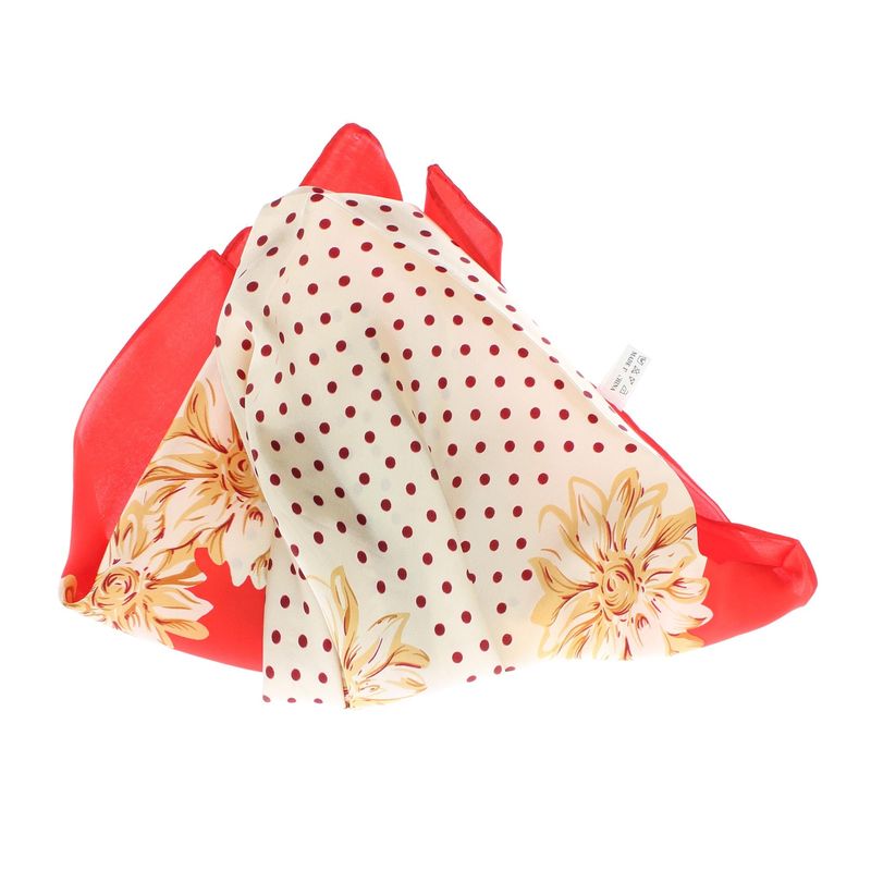 Fashion, accesorii si bijuterii - Femei - Accesorii femei - Esarfe si fulare femei - Batic dama, Buticcochet, dimensiune 60x60 cm, 60% poliester 40% matase, model cu flori si buline, Rosu - ES1876 - Infinity.ro