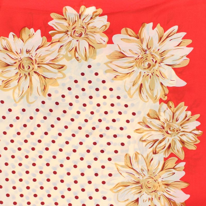 Fashion, accesorii si bijuterii - Femei - Accesorii femei - Esarfe si fulare femei - Batic dama, Buticcochet, dimensiune 60x60 cm, 60% poliester 40% matase, model cu flori si buline, Rosu - ES1876 - Infinity.ro